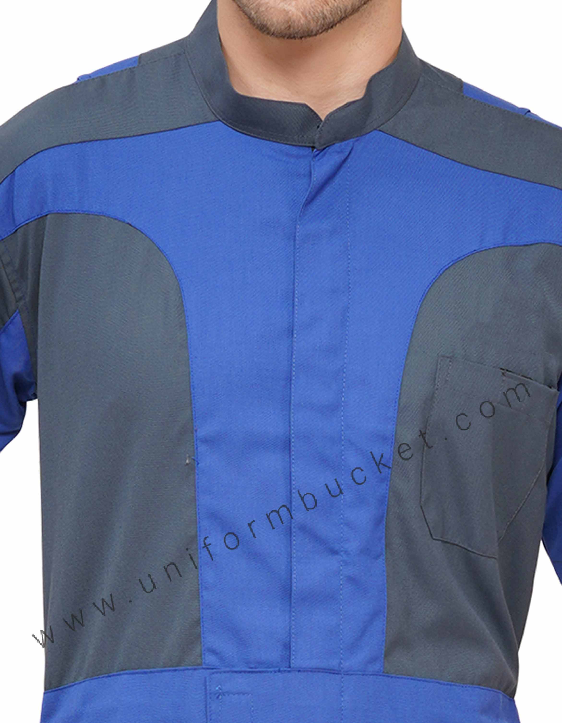 Royal Blue Designer Dungaree With Dark Grey Trim with Half Sleeve thumbnail 4